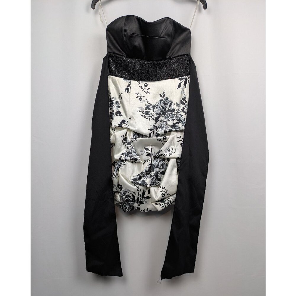 Ruby Rox Size 3 Black, White, and Floral Strapless Party Dress